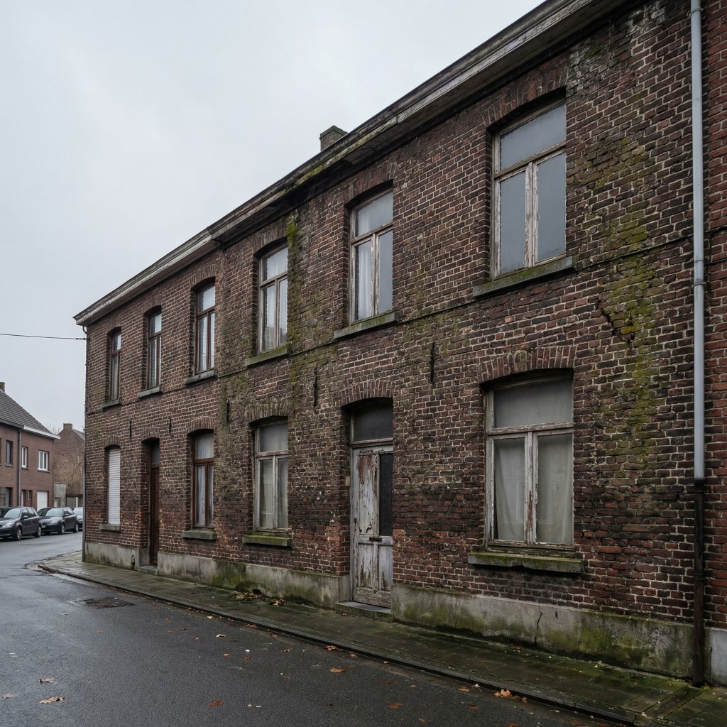 Huis met oude verweerde gevel vóór renovatie